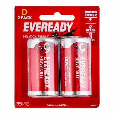 Eveready Heavy Duty Size D 2 Red Batteries