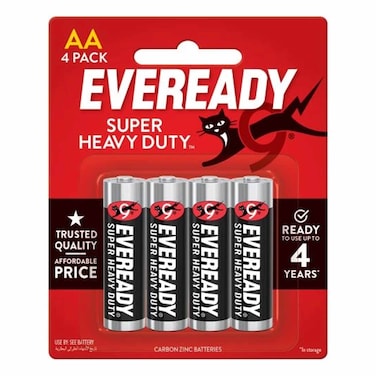 Eveready Super Heavy Duty AA 4 Black Batteries