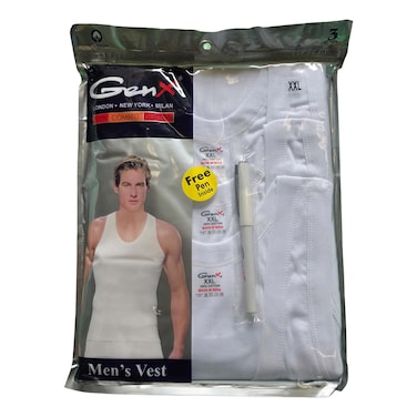 Genx Men&rsquo;s Vest White Extra Extra Large 3 Pieces