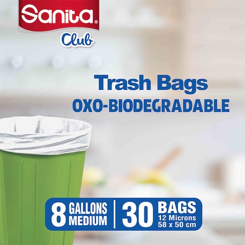 SANITA CLUB TRASH BAGS 8GALLONS 58X50CM X30BAGS