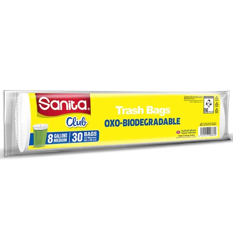 SANITA CLUB TRASH BAGS 8GALLONS 58X50CM X30BAGS