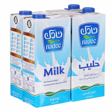 Nadec Full Fat Fresh Milk 1L x Pack of 4