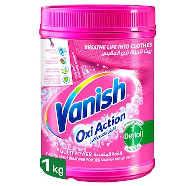 Vanish Oxi Action Fabric Stain Remover Powder 1kg - Coloured &amp; White Clothes