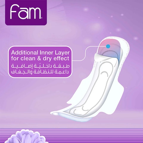 Fam Classic With Wing Natural Cotton Feel Maxi Thick Super Sanitary Pads 10 Pieces