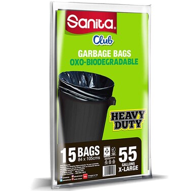 SANITA CLUB CARBAGES BAGS110CMX80CM   55GALLONS XL X15BAGS