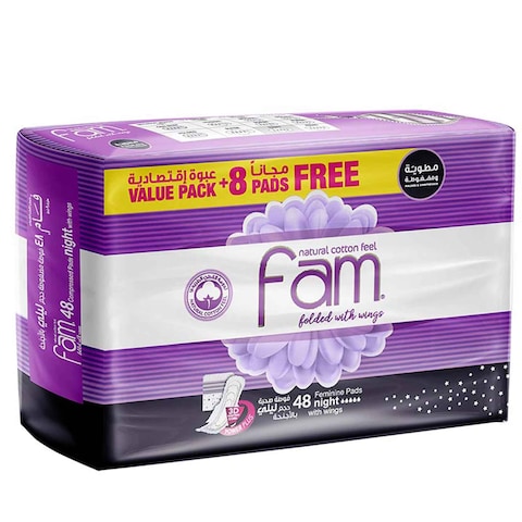 Fam Night Sanitary Pads Folded With Wings 48 Pieces