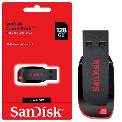 SanDisk Cruzer Blade Flash Drive, USB 2.0, 128GB