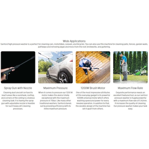 Sanford High Pressure Washer - SF8503HPW,IPX5 Water Proofing Grade High-Pressure Vehicles / Home And Garden Use
