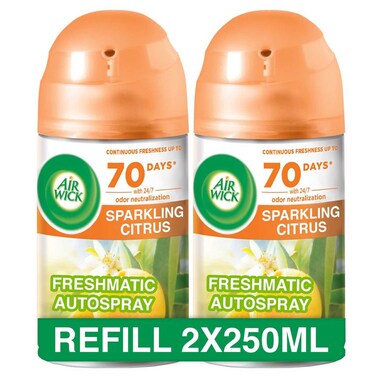 Air Wick Automatic Air Freshener Spray Refill, Sparkling Citrus Scent, 250ml x2
