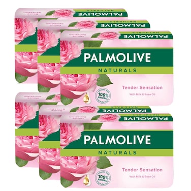 Palmolive Naturals Bar Soap Tender Sensation With Milk and Rose 150 g x 6