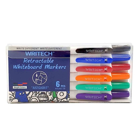 WRITECH RETRACT W/B MARKER SET 6