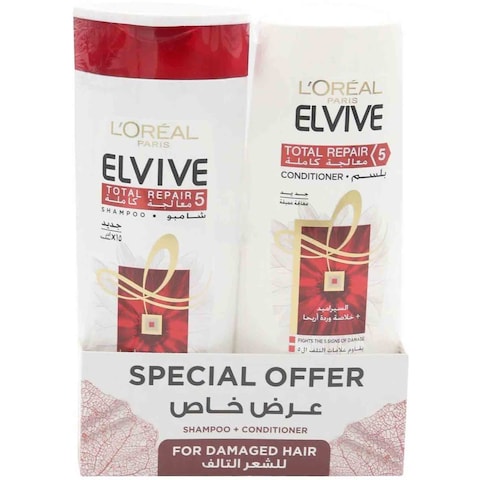 L&#39;Oreal Paris Elvive Total Repair 5 Shampoo 400ml + Total Repair 5 Conditioner 360ml