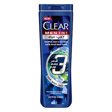 Clear Men 3 In 1 Active Cool Body And Face Wash Shampoo 400ml