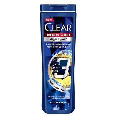 Clear Men 3 In 1 Active Fresh Body And Face Wash Shampoo 400ml