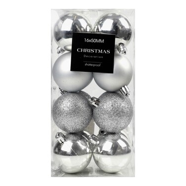 X-MAS BALL 16X 50mm SILVER