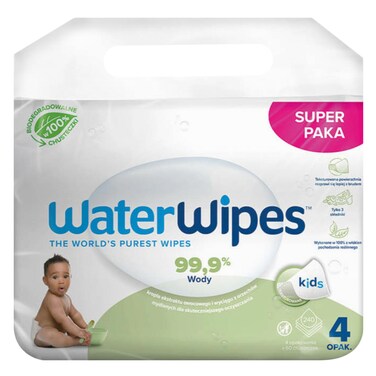 WaterWipes Soapberry Extract Baby Wipes 60 Pieces x Pack of 4