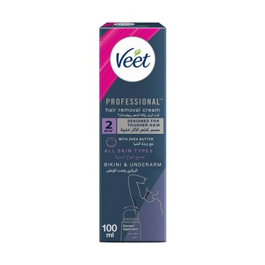 Veet Professional Hair Removal Cream for All Skin Types Bikini &amp; Underarms with Domed Applicator,100g
