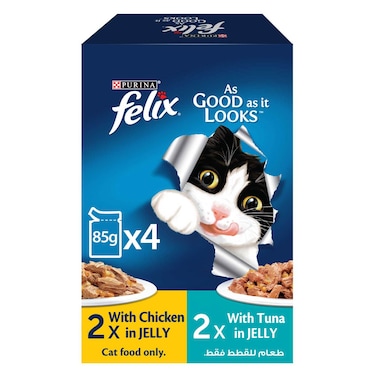Purina Felix Chicken And Tuna In Jelly Wet Cat Food 85g x Pack of 4 @ Special Price