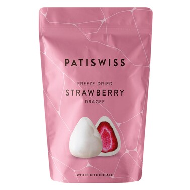 Patiswiss Freeze Dried Strawberry Dragee White Chocolate 80g