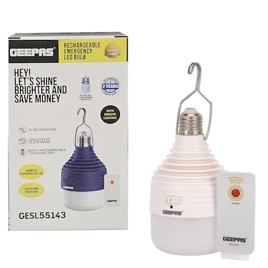 Geepas Rechargeable Emergency Led Bulb, GESL55143