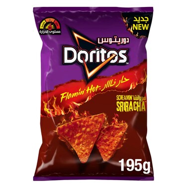Doritos Flamin' Hot Screamin Sriracha Spicy And Crunchy Nachos Tortilla Chips 195g