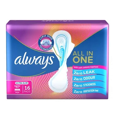 Always Zoya Ultra Thin Sanitary Pads With Wings Large 16 Count