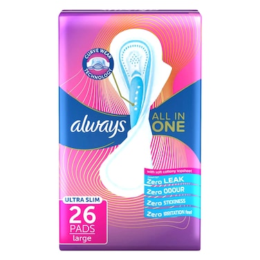 Always Zoya Ultra Thin Sanitary Pads With Wings Large 26 Count