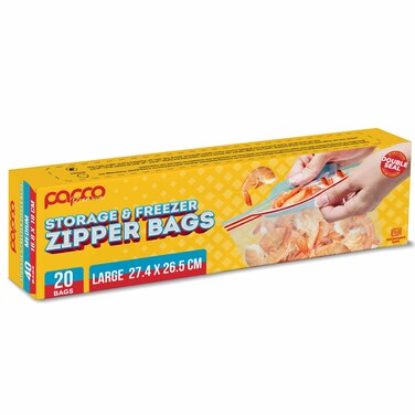 Papco Storage and Freezer Large Zipper Bags 20 Pcs