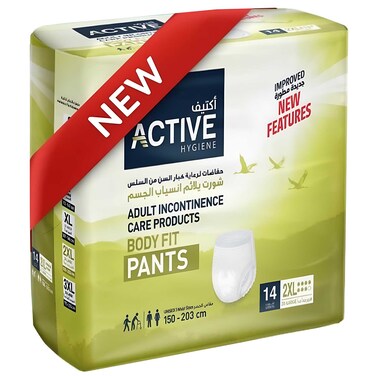 Active Adult Incontinence Care Body Fit Pants XXL 14 Pieces