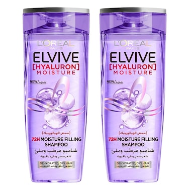 L'Oreal  Paris Elvive Hyaluron Moisture 72H Moisture Filling Shampoo 400Ml X Pack Of 2