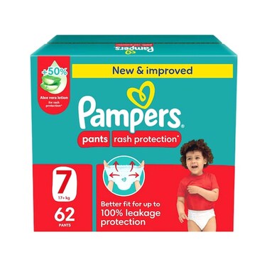 Pampers Rash Protection Diaper Pants With Aloe Vera Size 7, 17+kg 62 pcs