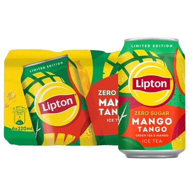 Lipton Zero Sugar Mango Tango Ice Tea, 320ml x 6