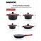 Daewoo Ts Series Non-Stick Granite Coating Cookware Set Of 9 - Black &amp; Red