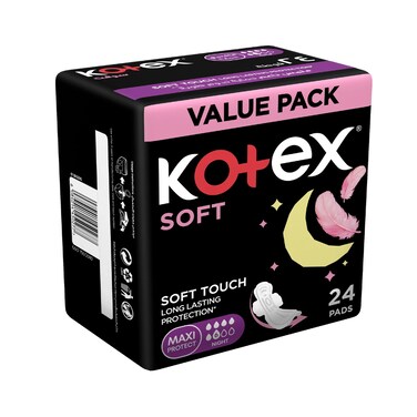 KOTEX MAXI PADS SOFT NIGHT 24'S