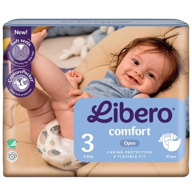 Libero Comfort 3 Open Diapers, 5-8kg, 43 Pieces
