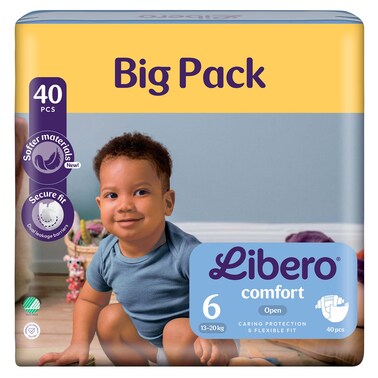Libero Comfort 6 Open Diapers, 13-20kg, 40 Pieces