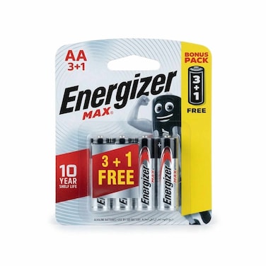 Energizer Alkaline Battery Max Power AA 3+1 Batteries