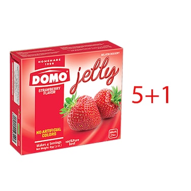 Domo Gelatin Dessert Strawberry 85GR 5+1 Free