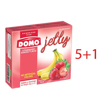 Domo Jelly Gelatin Dessert Strawberry Banana 85GR 5+1 Free