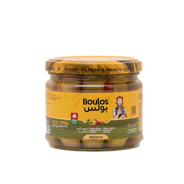 Boulos Hot Green Olives 250GR