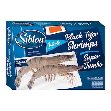Siblou Super Jumbo Black Tiger Whole Shrimps 13/15 1KG