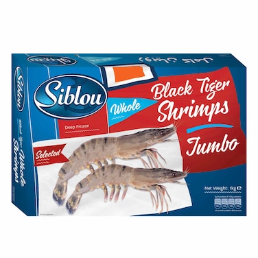 Siblou Super Jumbo Black Tiger Whole Shrimps 1620 1kg