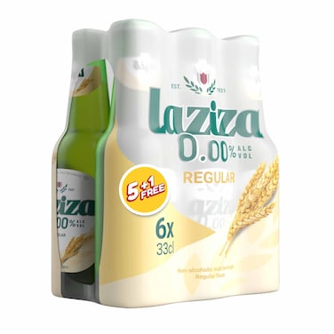 Laziza Regular Plain Non Alcoholic Malt Beverage 330ML X Pack Of 5 + 1 Free