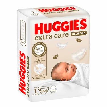 Huggies New Born Diapers Size 1 64 Count Upto 5KG