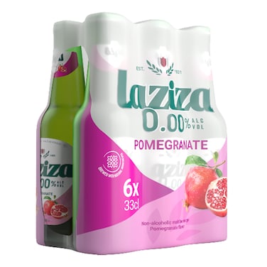 Laziza Nonalcoholic Pomegranate Malt Beer 330ML X Pack Of 6
