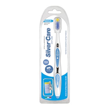Silver Care One Click And Change Medium Tooth Brush With Spear Head 1 Piece