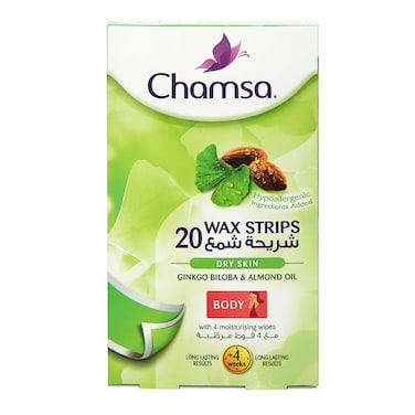 Chamsa Ginkgo Biloba And Almond Oil Body Wax Strips 20 Count