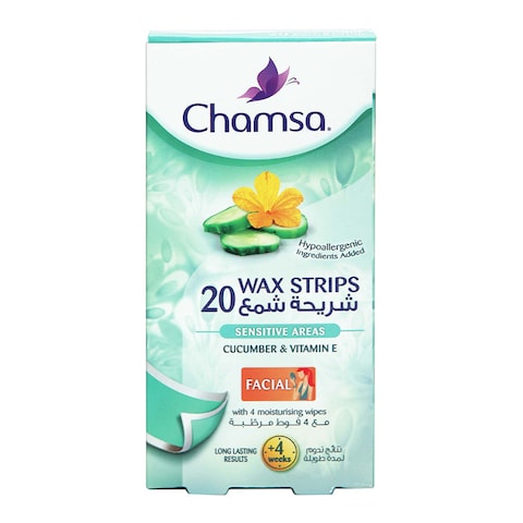 Chamsa Cucumber And Vitamin E Facial Wax Strips 20 Count