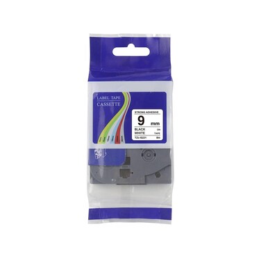 Brother Compatible TZE 221 Black ON White Tape 9MM