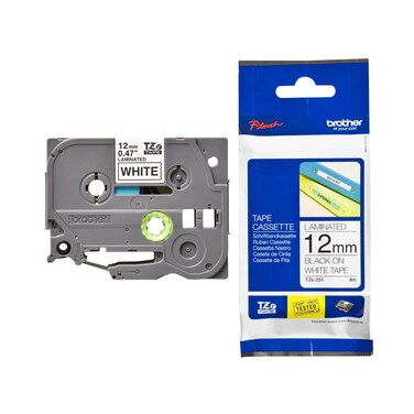 Brother Compatible TZE 231 Black ON White Tape 12MM
